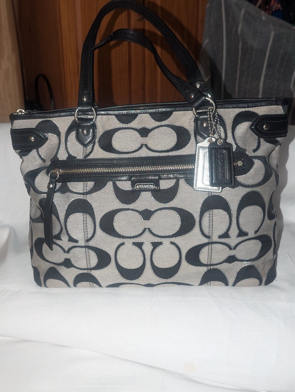 Coach Daisy Outline Signature Metallic Emma Tote. F 23938